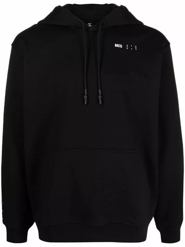 ( New Season ) MCQ Logo-embroidered Cotton Hoodie In 1000 BLACK - Hoodies 3 ( New Season ) MCQ Logo-embroidered Cotton Hoodie In 1000 BLACK - Hoodies