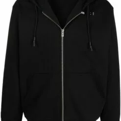 ( New Season ) MCQ Logo-embroidered Zip-up Hoodie In 1000 BLACK - Hoodies