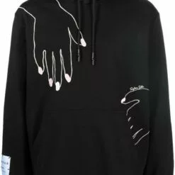 ( New Season ) MCQ Hand-print Cotton Hoodie In 1000 BLACK - Hoodies