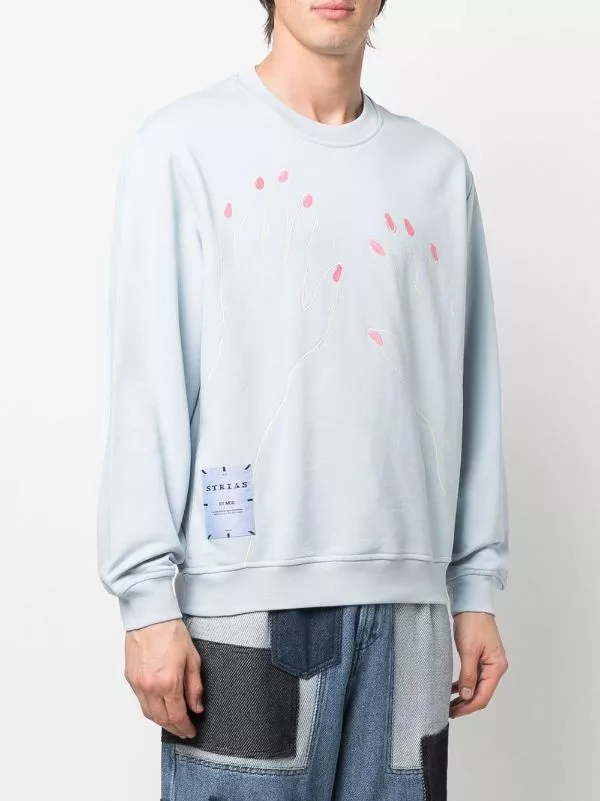 ( New Season ) MCQ Striae Hand-embroidered Sweatshirt In 4138 BLUE - Sweatshirts 5 ( New Season ) MCQ Striae Hand-embroidered Sweatshirt In 4138 BLUE - Sweatshirts - Image 3