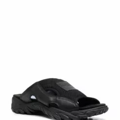 ( New Season ) MCQ Striae Leather Sliders In 1000 BLACK - Flip Flops & Slides -MCQ store online 17899116 38138231 600