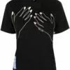 ( New Season ) MCQ Hands-print T-shirt In 1000 DARKEST BLACK - T-shirts & Jerseys