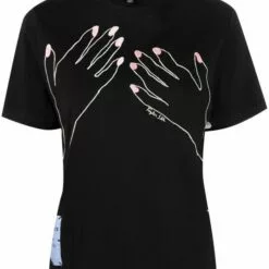 ( New Season ) MCQ Hands-print T-shirt In 1000 DARKEST BLACK - T-shirts & Jerseys
