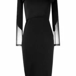 ( New Season ) MCQ Sheer-sleeved Dress In 1000 DARKEST BLACK - Knitted Dresses