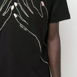 ( New Season ) MCQ Embroidered-hands T-shirt In 1000 BLACK - T-Shirts -MCQ store online 17979678 38035192 600