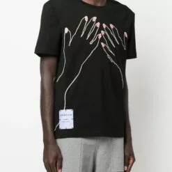 ( New Season ) MCQ Embroidered-hands T-shirt In 1000 BLACK - T-Shirts -MCQ store online 17979678 38035213 600