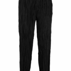 ( New Season ) MCQ Micro-pleated Design Trousers In 1000 BLACK - Regular & Straight-Leg Trousers