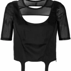 ( New Season ) MCQ Cut-out Detail T-shirt In 1000 BLACK - T-shirts & Jerseys