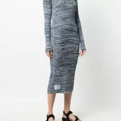 ( New Season ) MCQ Long-sleeved Knitted Midi Dress In 4621 BLUE - Knitted Dresses -MCQ store online 17980405 38034981 600