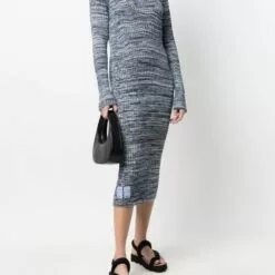 ( New Season ) MCQ Long-sleeved Knitted Midi Dress In 4621 BLUE - Knitted Dresses -MCQ store online 17980405 38034985 600