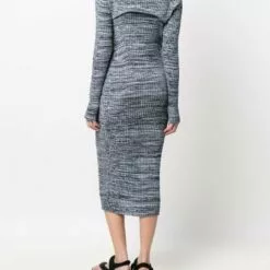 ( New Season ) MCQ Long-sleeved Knitted Midi Dress In 4621 BLUE - Knitted Dresses -MCQ store online 17980405 38036330 600