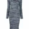 ( New Season ) MCQ Long-sleeved Knitted Midi Dress In 4621 BLUE - Knitted Dresses
