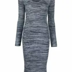 ( New Season ) MCQ Long-sleeved Knitted Midi Dress In 4621 BLUE - Knitted Dresses