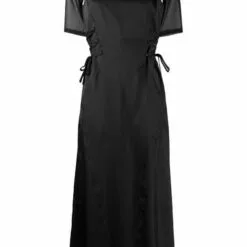 ( New Season ) MCQ Cut Out-detail Midi Dress In 1000 BLACK - Day Dresses