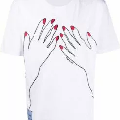 ( New Season ) MCQ Embroidered-hands Cotton T-shirt In 9000 WHITE - T-Shirts