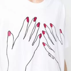 ( New Season ) MCQ Embroidered-hands Cotton T-shirt In 9000 WHITE - T-Shirts -MCQ store online 18016092 38876617 600