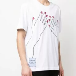 ( New Season ) MCQ Embroidered-hands Cotton T-shirt In 9000 WHITE - T-Shirts -MCQ store online 18016092 38876620 600