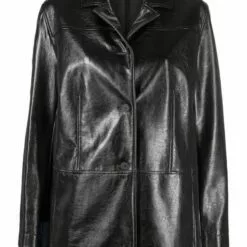 ( New Season ) MCQ Faux-leather Coat In 1000 BLACK - Single Breasted Coats