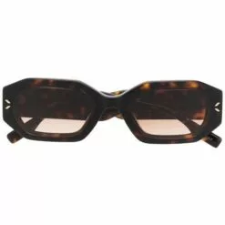 ( New Season ) MCQ Octagonal Slim Sunglasses In 002 HAVANA HAVANA BROWN -