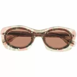 ( New Season ) MCQ Exotic-print Round-frame Sunglasses In 003 BROWN BROWN BROWN -