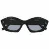 ( New Season ) MCQ Matte Cat-eye Sunglasses In 001 BLACK BLACK SMOKE -