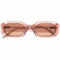( New Season ) MCQ Octagonal Slim Sunglasses In 004 PINK PINK BROWN -