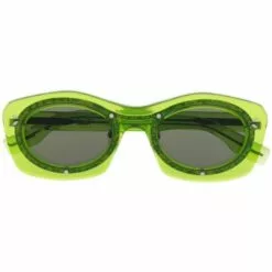 ( New Season ) MCQ Exotic-print Round-frame Sunglasses In 001 GREEN GREEN GREEN -